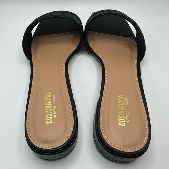 CUSHIONAIRE Women's strappy low block heel slide sandal +Memory Foam 9 WIDE BLAC - Picture 4 of 7